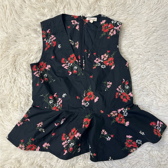 ◾️Rebecca Taylor Floral Peplum 100% Cotton Top - Picture 2 of 6